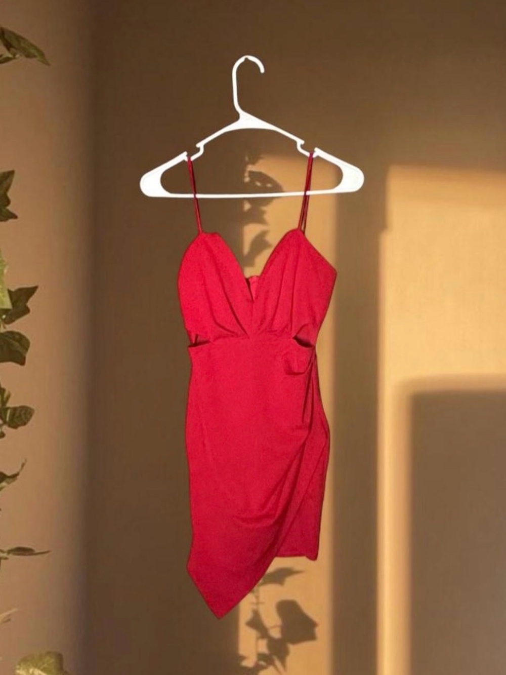 Fashion Nova Red Spaghetti-Strap V-Neck Mini Dress